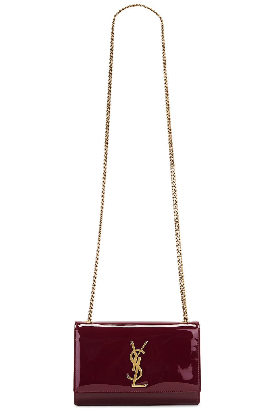 Shop Saint Laurent Small Kate Chain Bag In Red Grenat