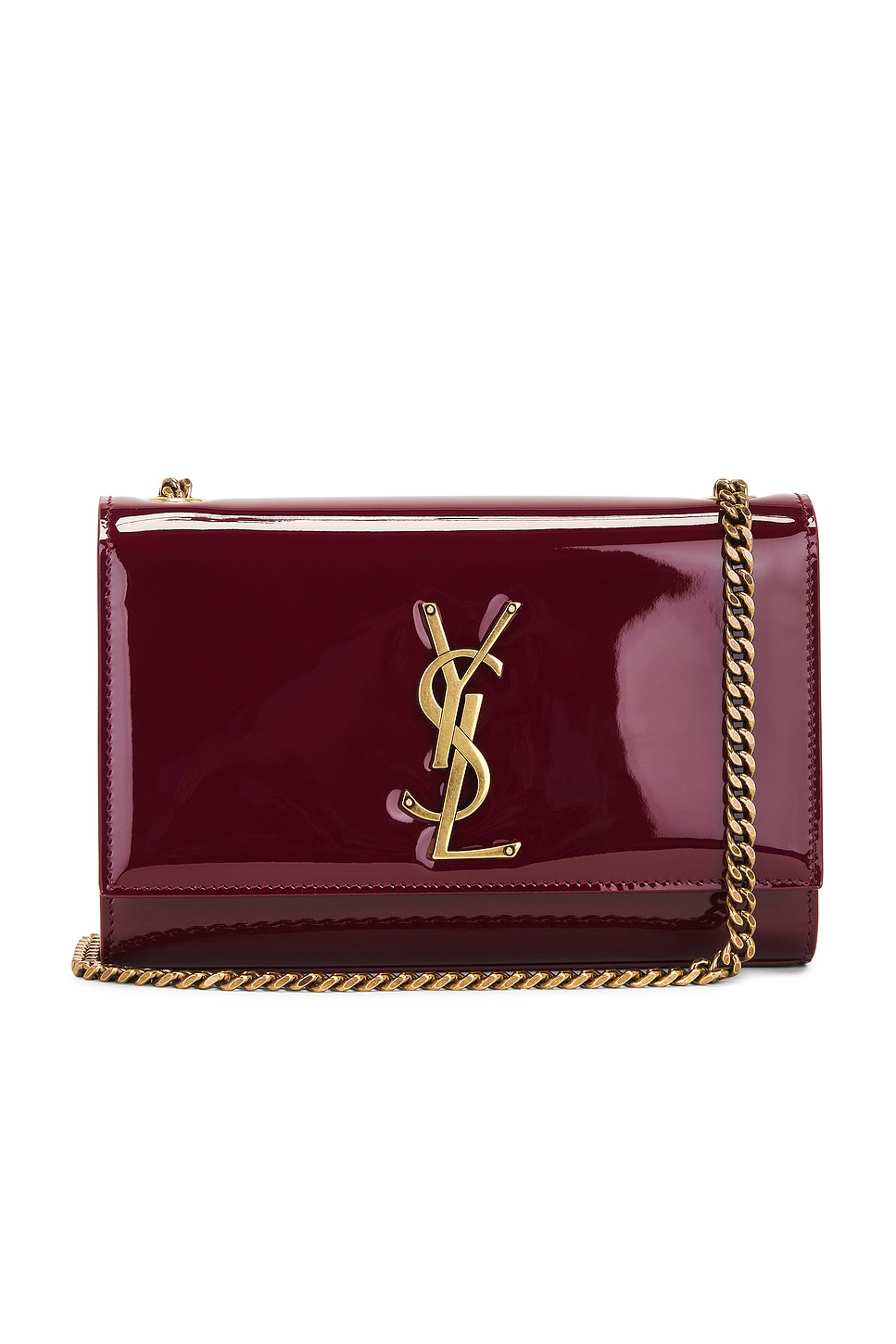 Shop Saint Laurent Small Kate Chain Bag In Red Grenat