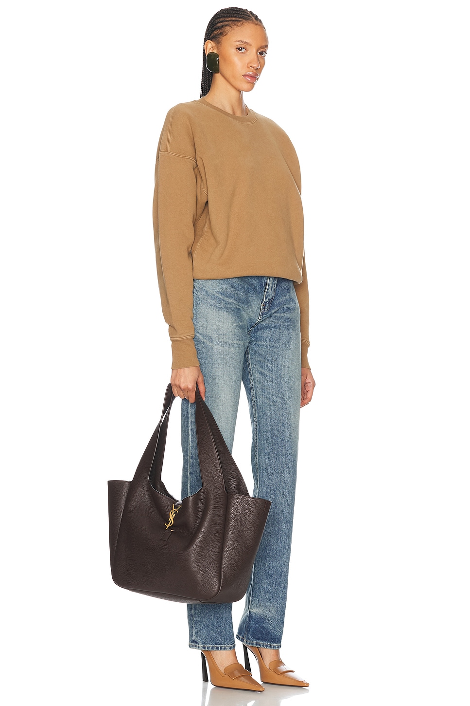 Shop Saint Laurent Bea Tote Bag In Sweet Choco