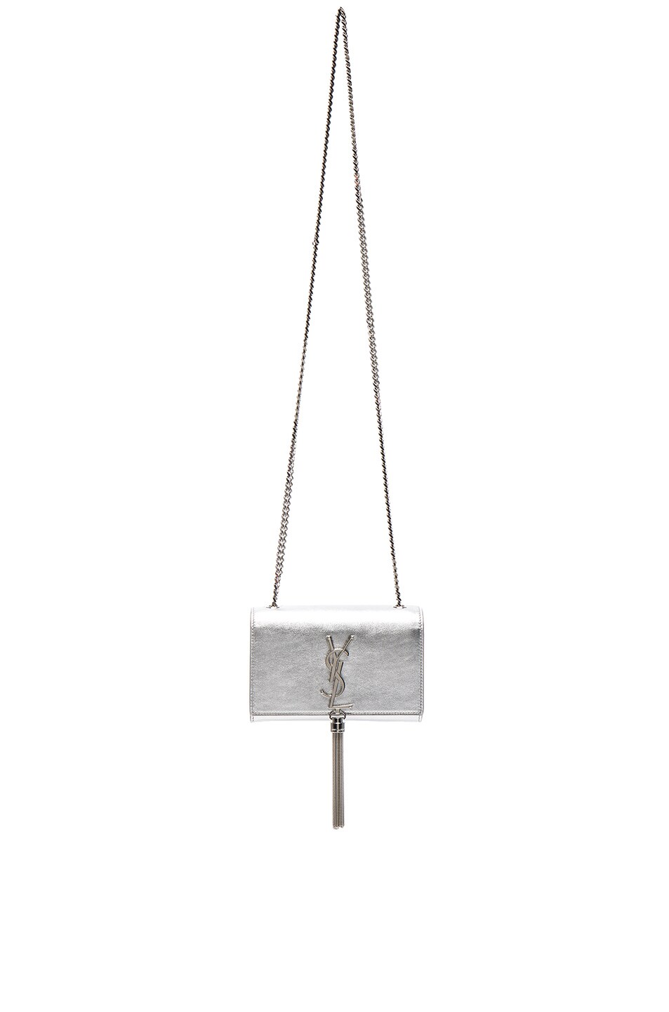 Image 1 of Saint Laurent Small Monogram Tassel Chain Bag in Platinum