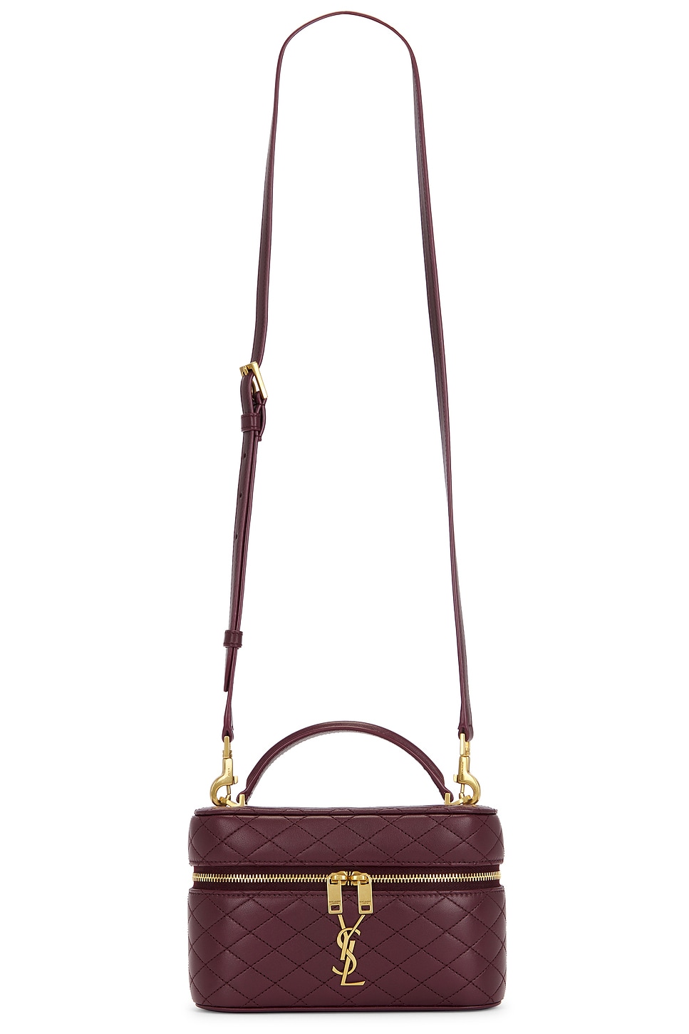 Saint Laurent Vanity Bag With Strap In Hot Wine