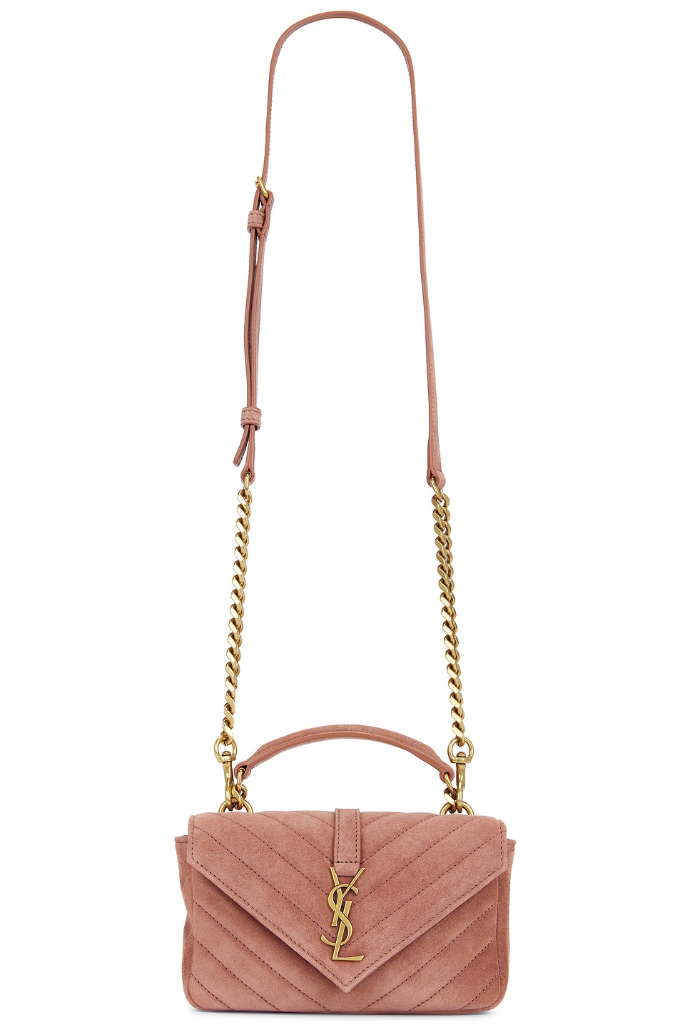 Saint Laurent Mini College Chain Bag In Barely Pink