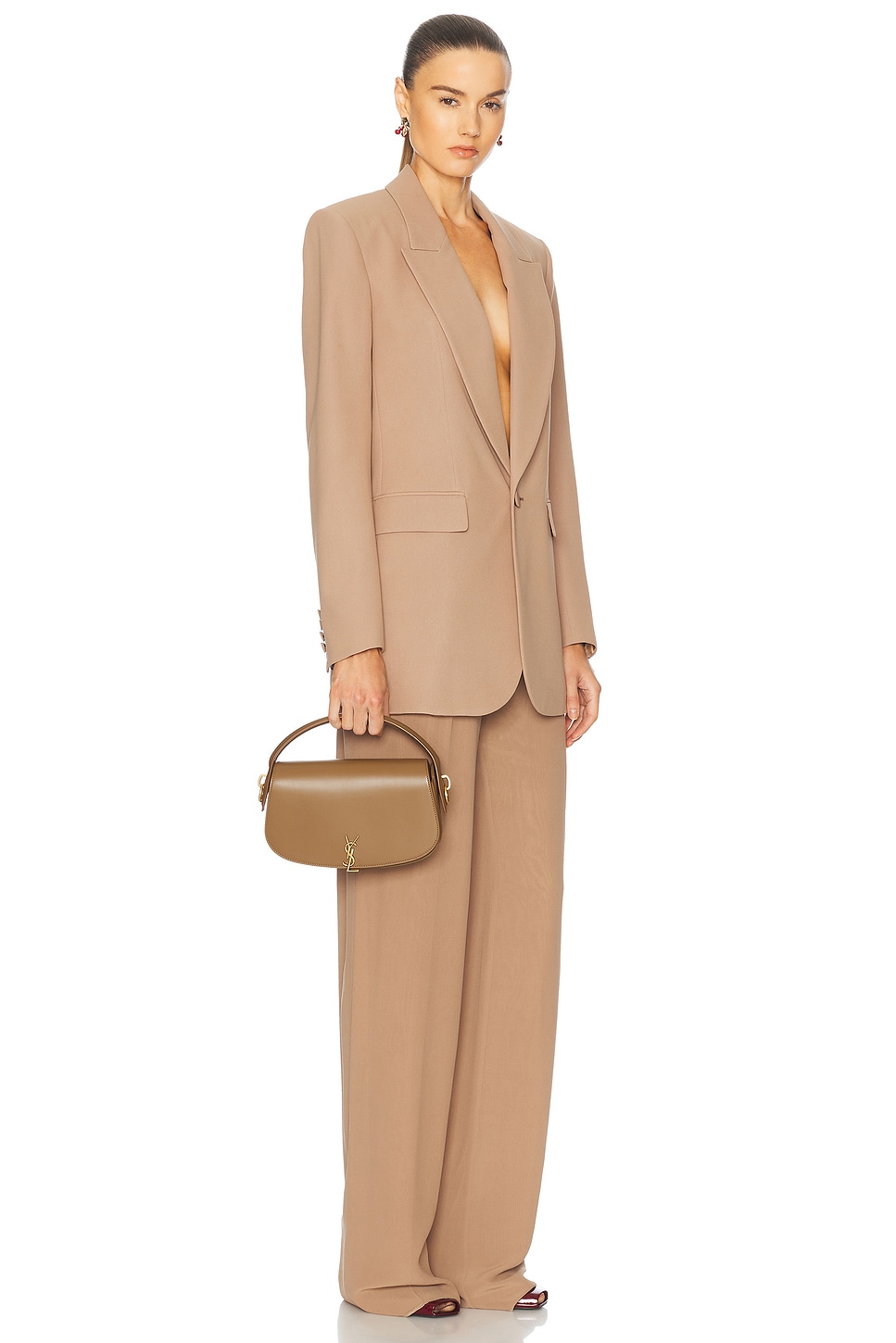 Saint Laurent Voltaire Shoulder Bag In Dark Cork