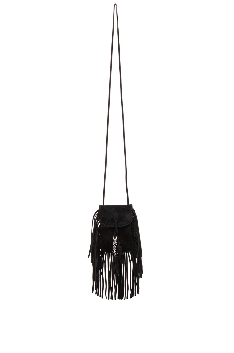 Image 1 of Saint Laurent Toy Anita Suede & Fringe Bag in Black