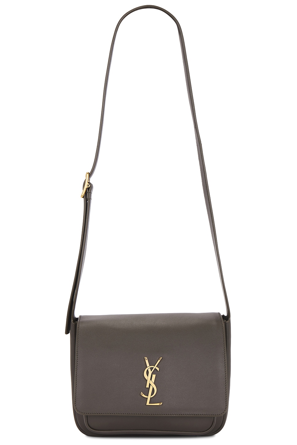 Saint Laurent Mud Leather Niki Saddle Crossbody Bag In Gray