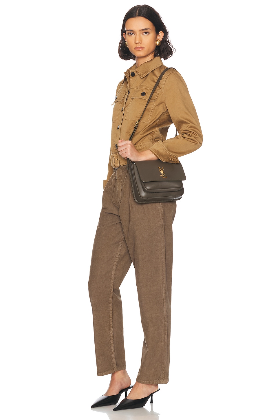 Saint Laurent Mud Leather Niki Saddle Crossbody Bag In Gray