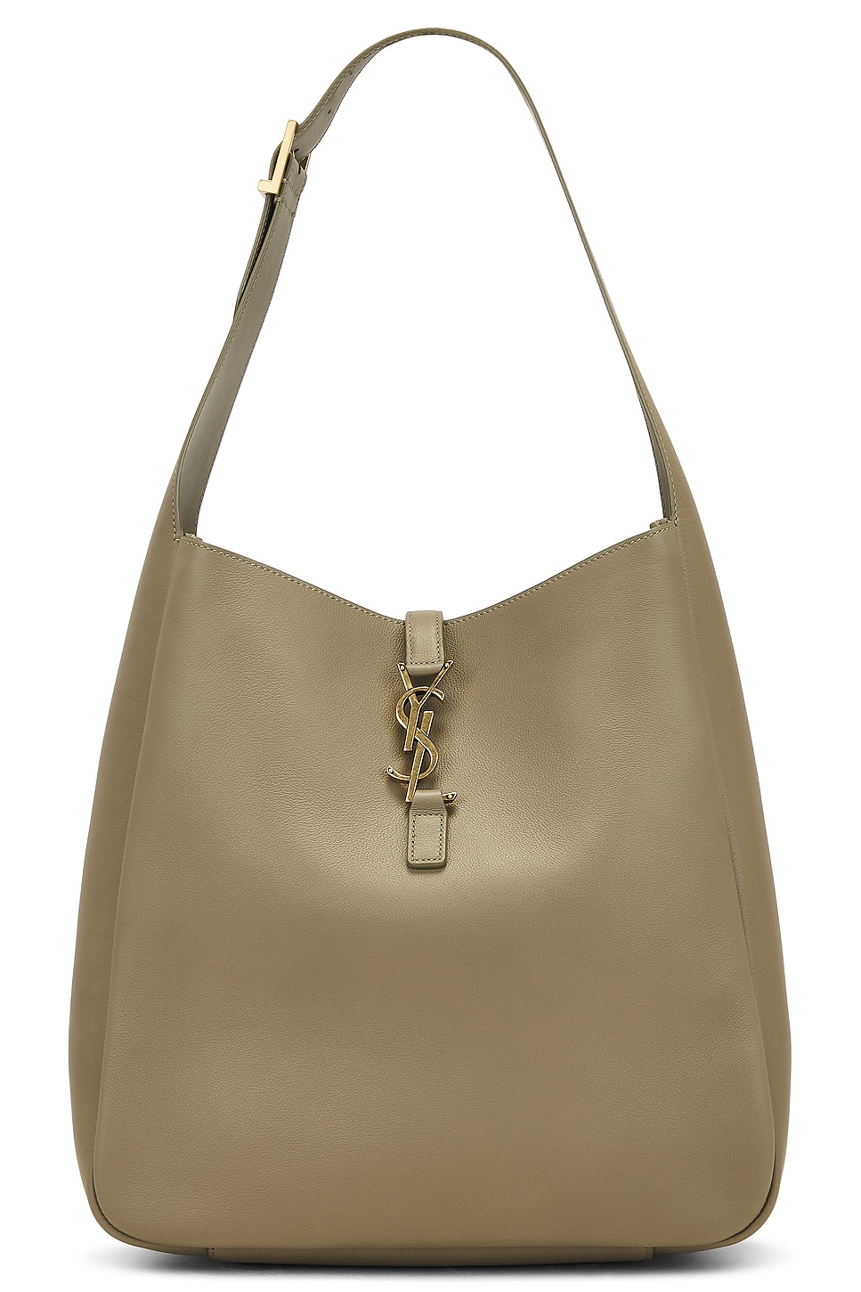Saint Laurent Large Le 5 A 7 Supple Hobo Bag In Strong Moss