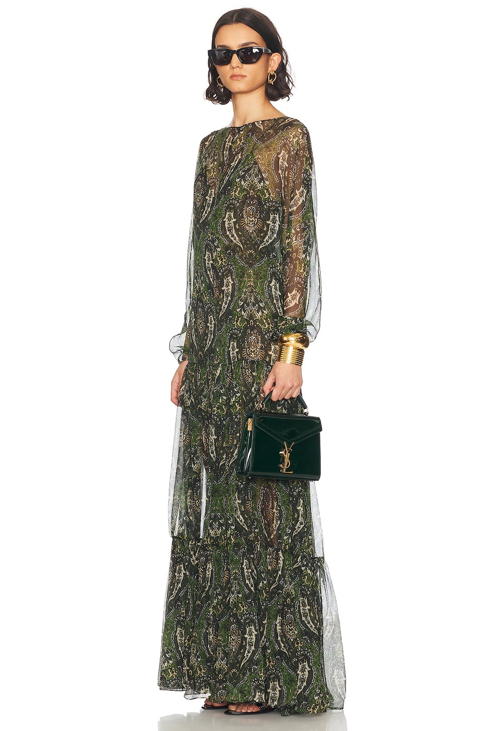 Saint Laurent Mini Cassandra Bag In Fir Leaf