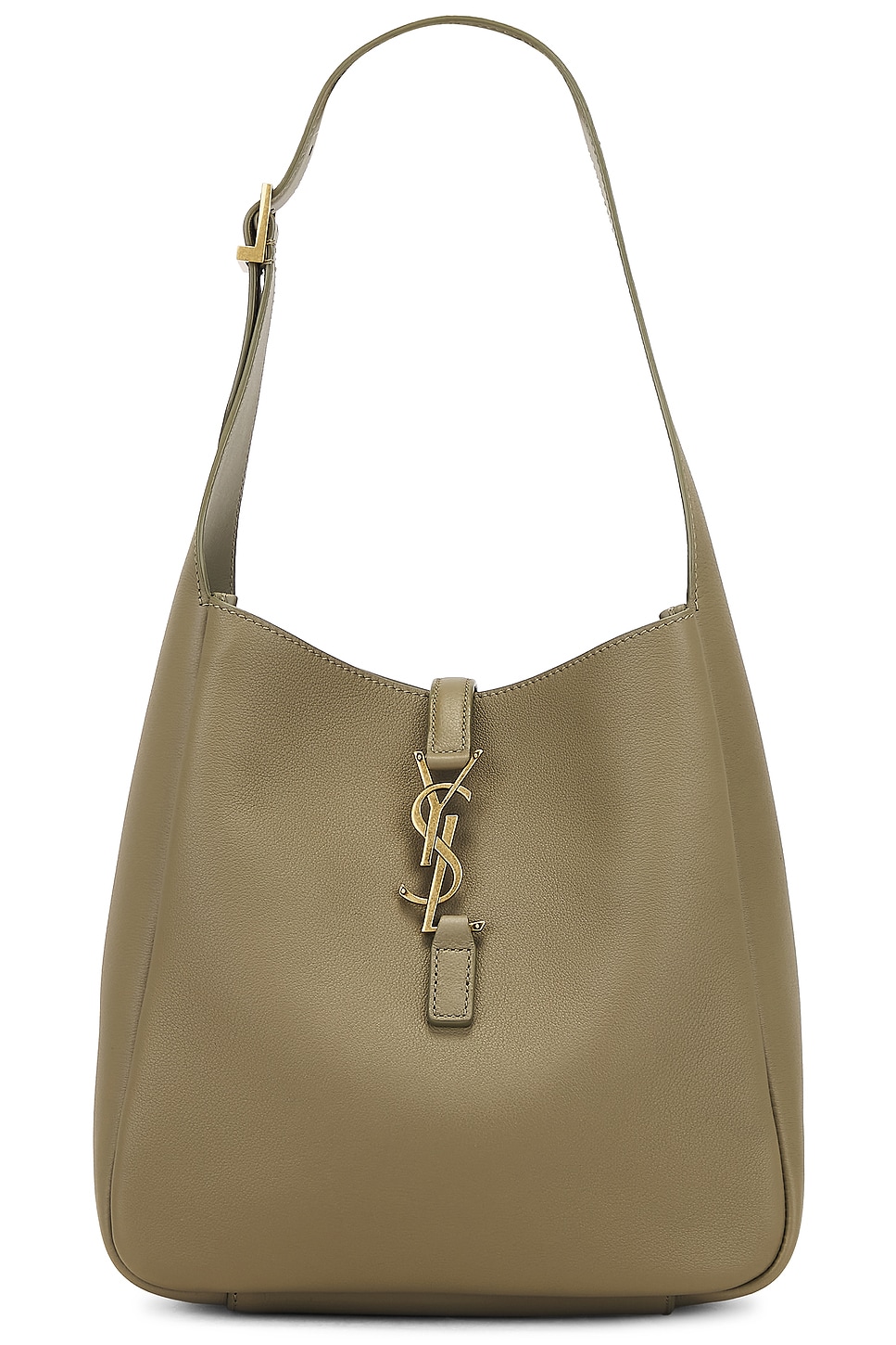 Saint Laurent Small Le 5 A 7 Supple Hobo Bag In Strong Moss