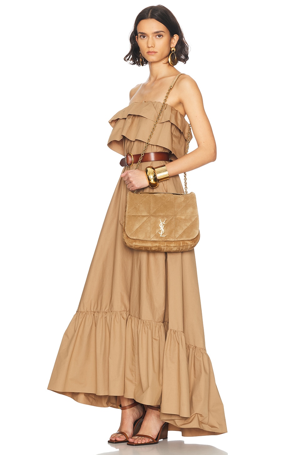 Saint Laurent Jamie 4.3 Medium Suede Shoulder Bag In Golden Leaf