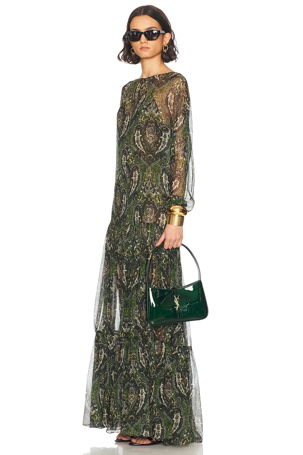 Saint Laurent Le 5 A 7 Hobo Bag In Fir Leaf