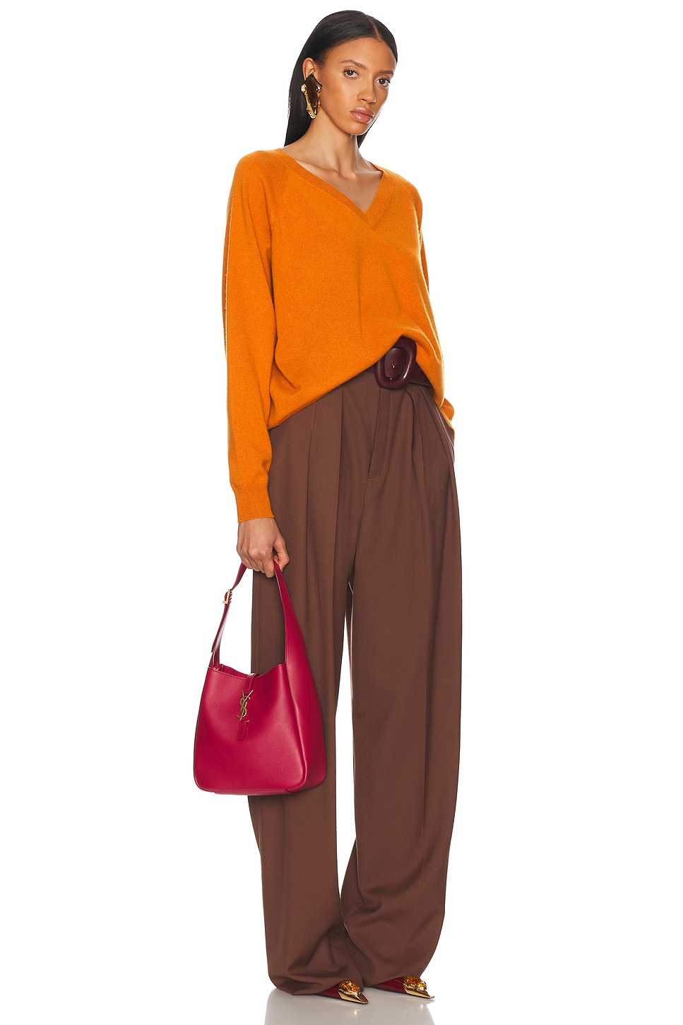 Saint Laurent Small Le 5 A 7 Supple Bag In Red