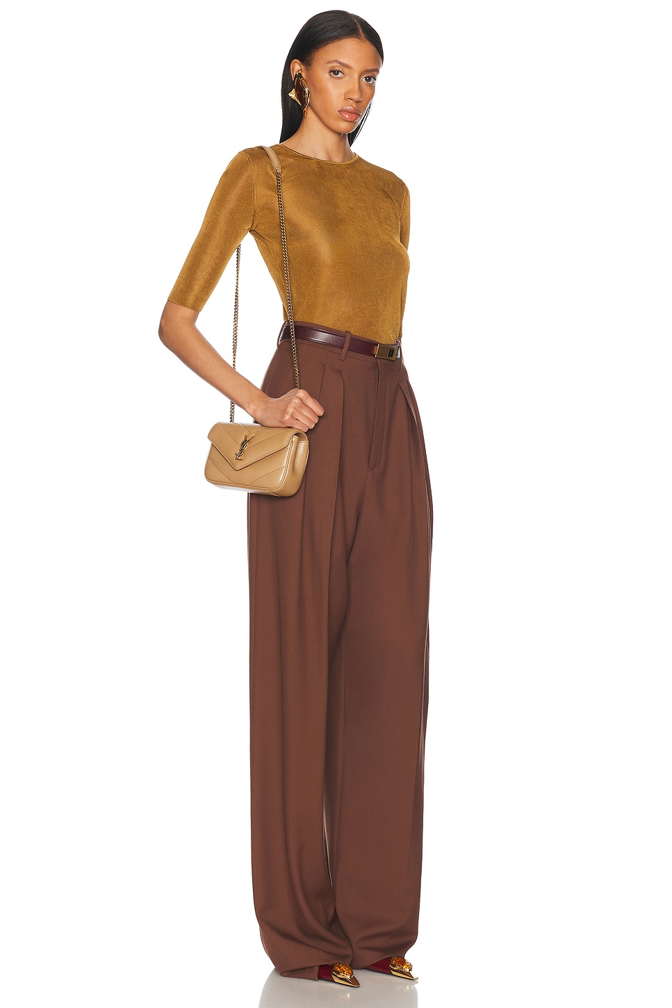 Saint Laurent Toy Loulou Bag In Natural Tan
