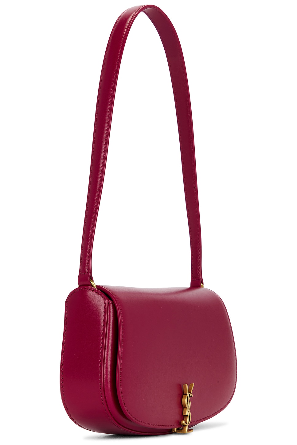 Saint Laurent Mini Shoulder Bag - detail view in Cherry jam