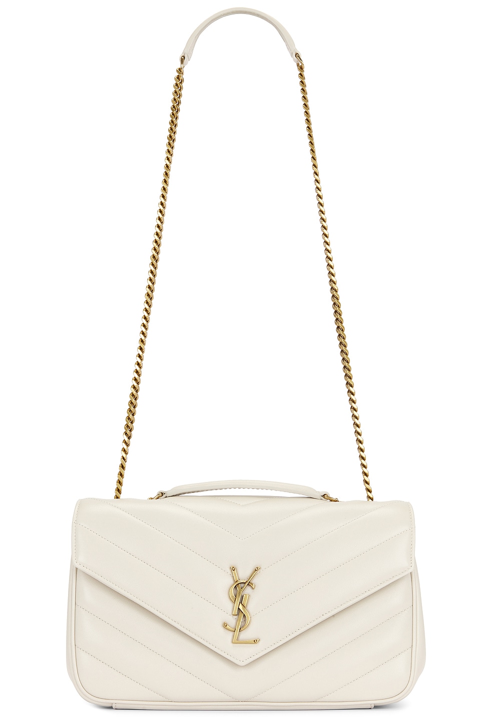 Medium Loulou Chain Bag in Cream