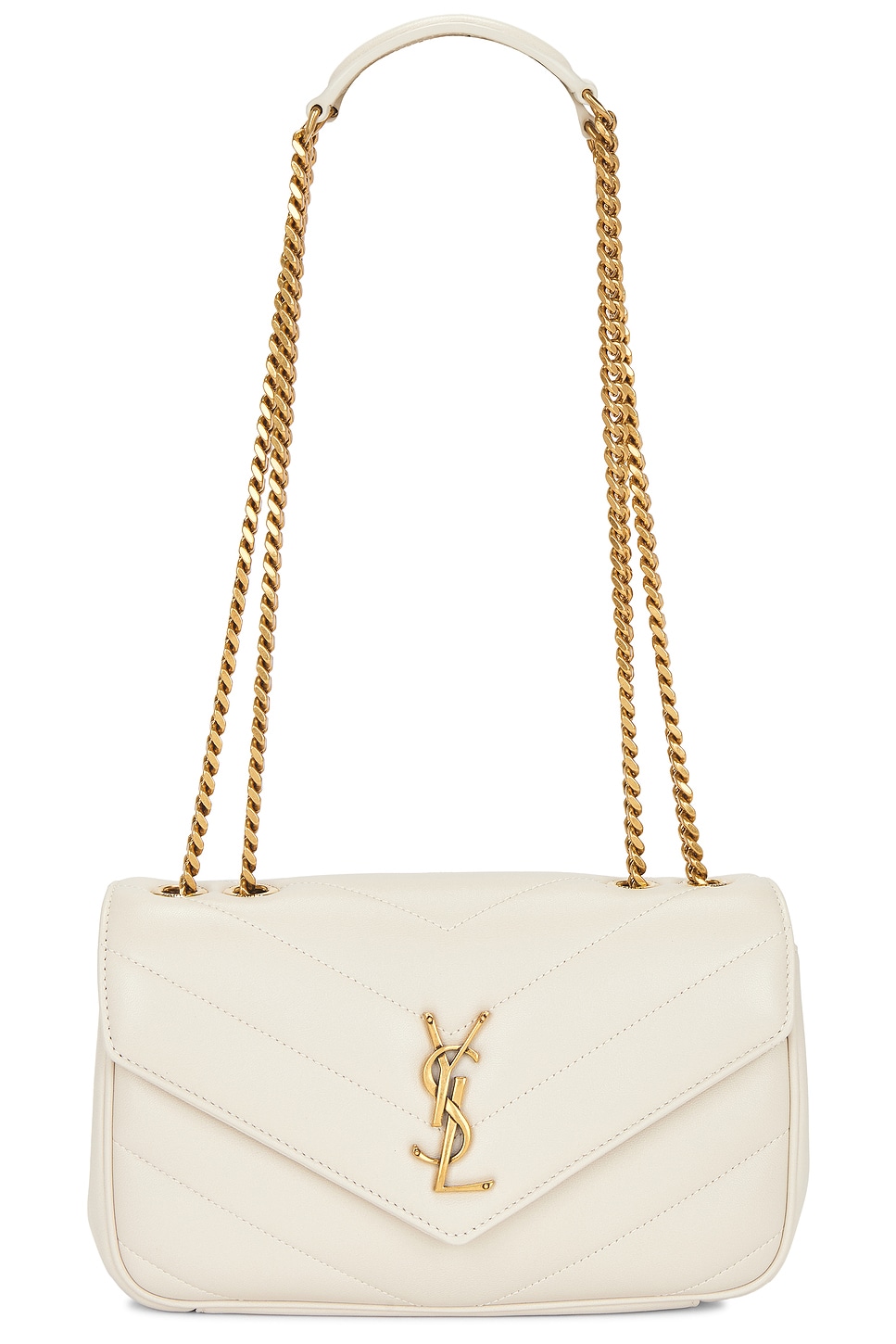 Small Loulou Chain Bag in Cream