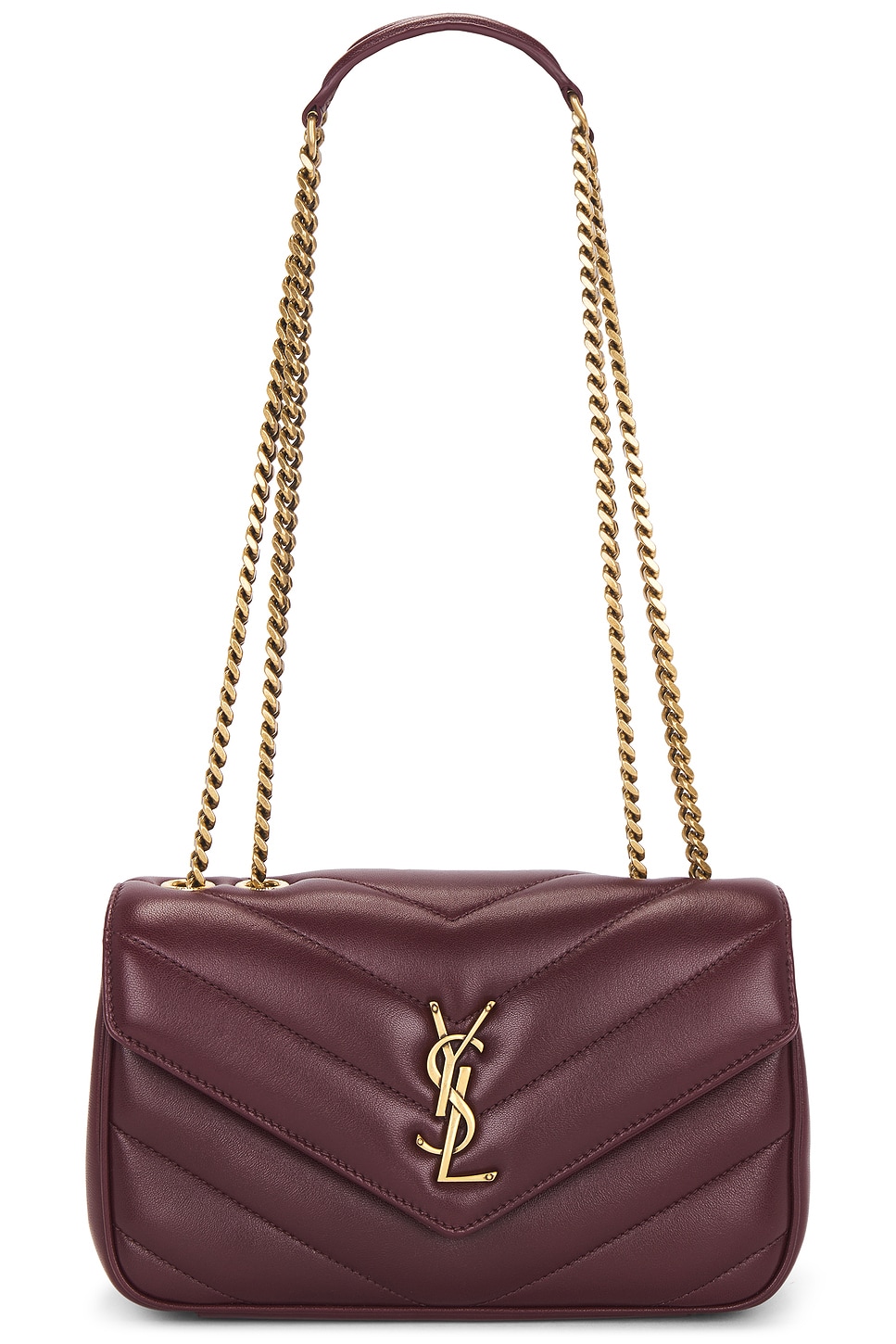Small Loulou Chain Bag in Wine