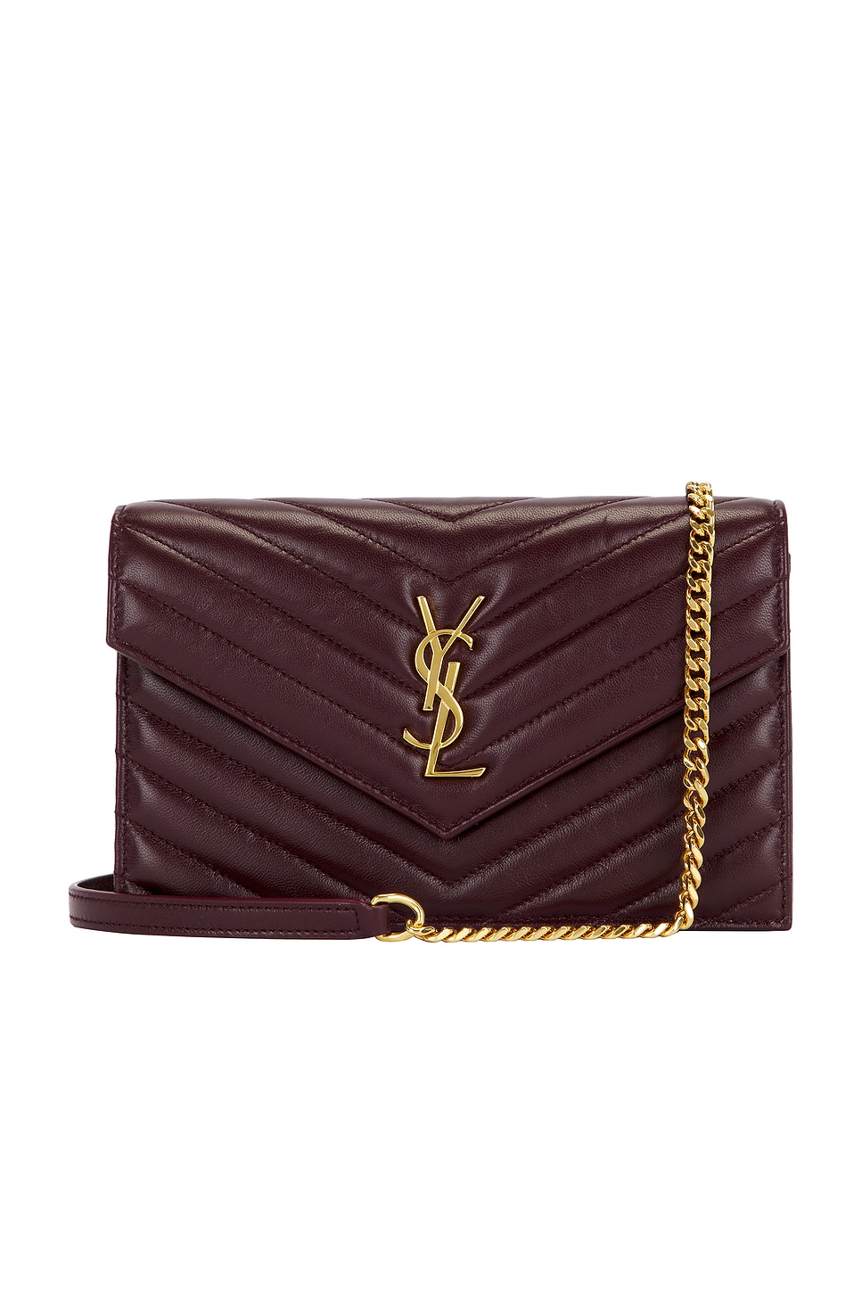 Saint Laurent Envelope Wallet On Chain In Brown