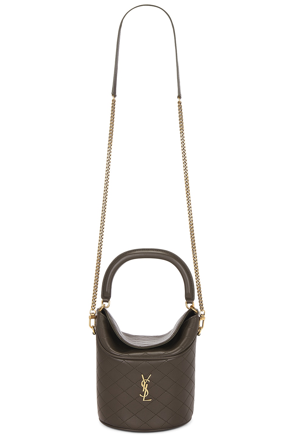 Saint Laurent Top Handle Bucket Bag In Brown
