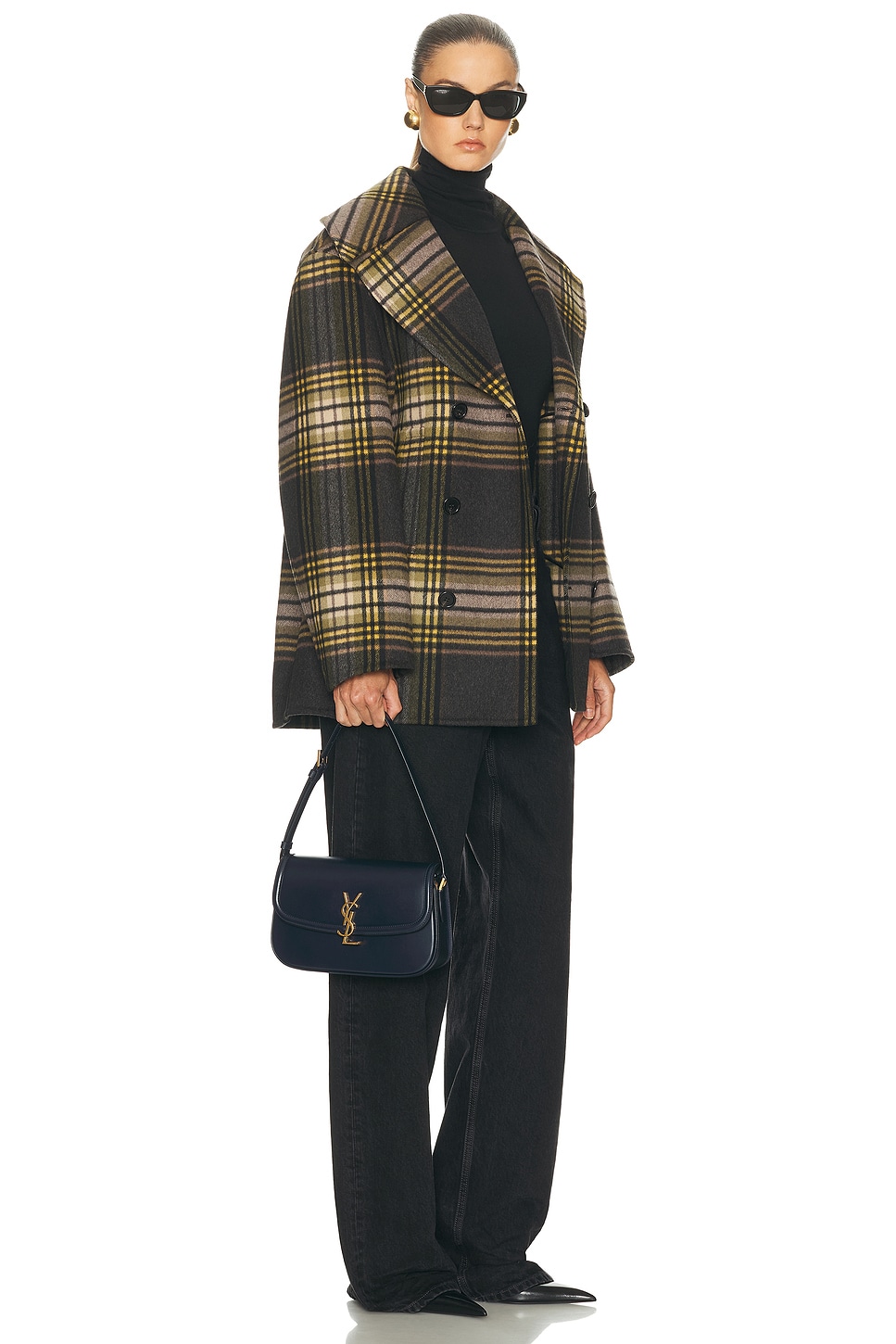 Saint Laurent Solferino Medium Ysl Shoulder Bag In Smooth Leather In Blue