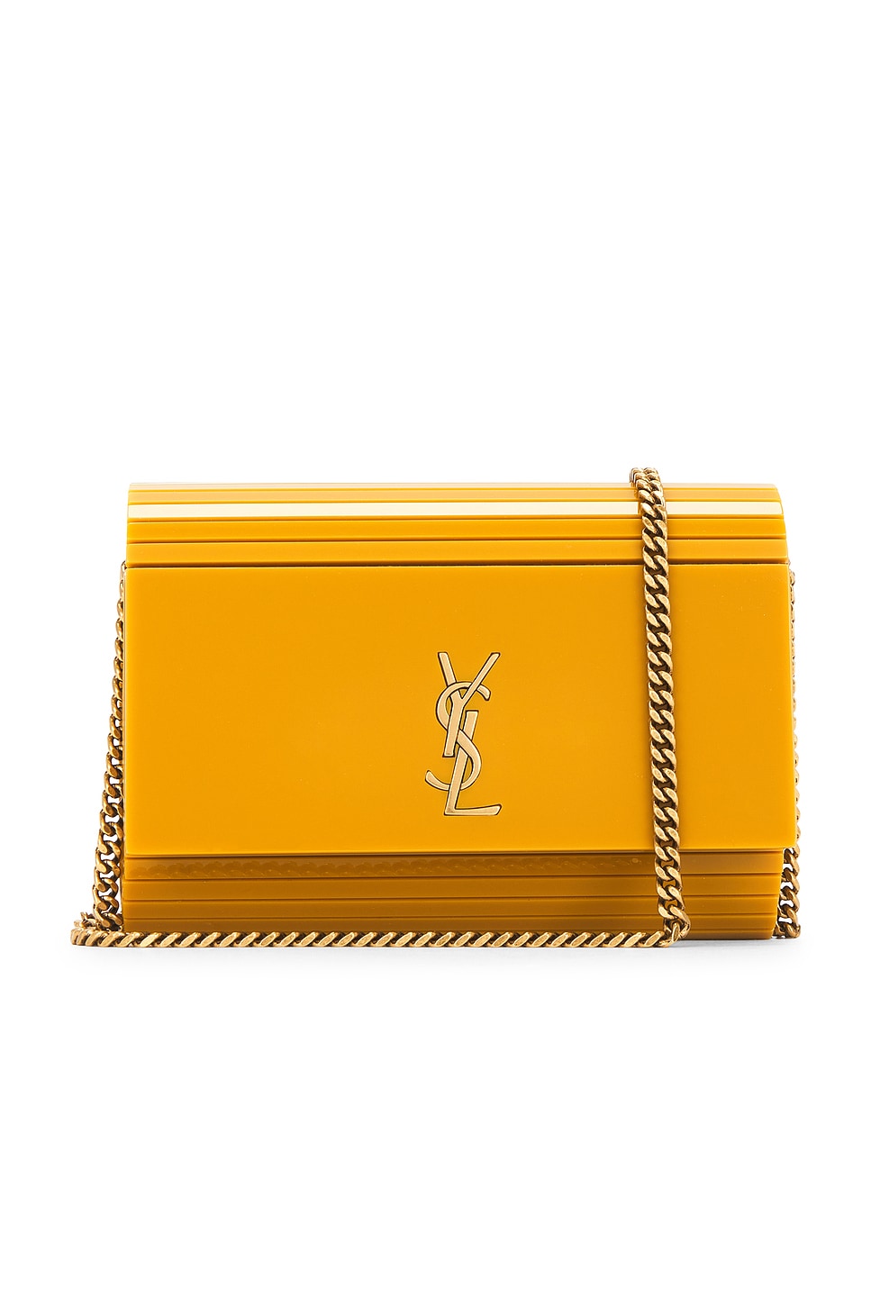 Saint Laurent Mini Vicky Minaudiere Bag In Gold