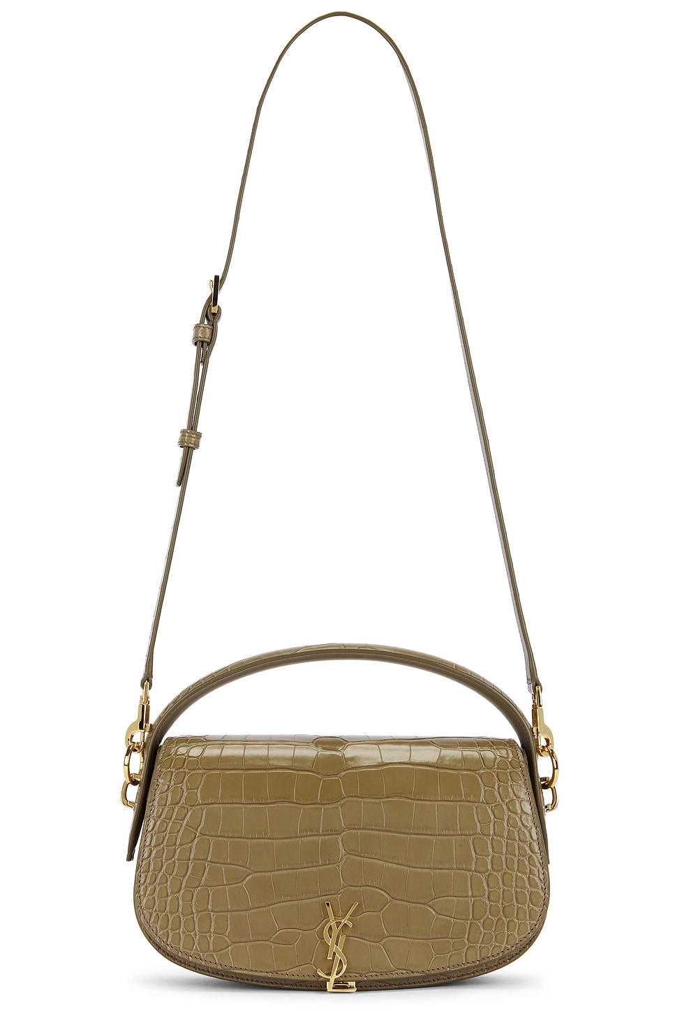 Saint Laurent Voltaire Alligator Bag In Green