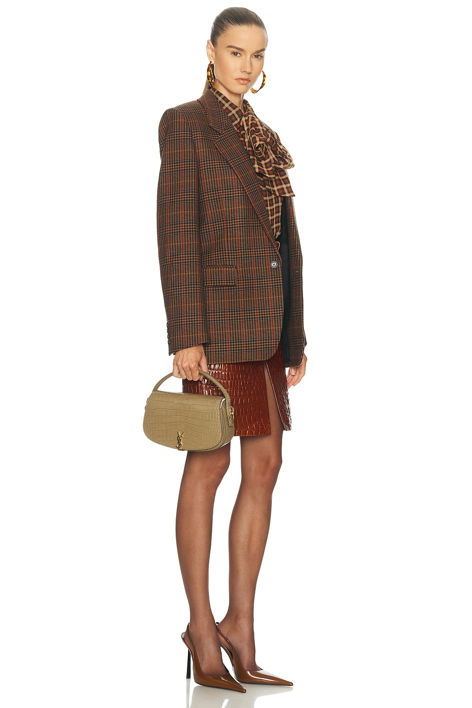 Saint Laurent Voltaire Alligator Bag In Green