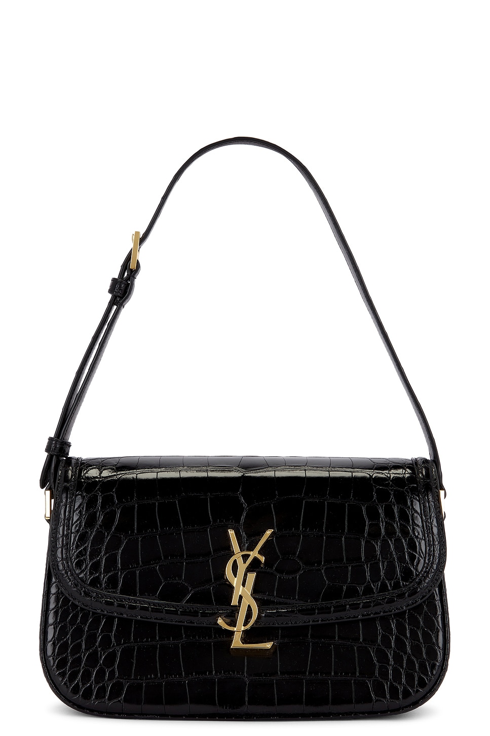 Saint Laurent Medium Solferino Alligator Bag In Black