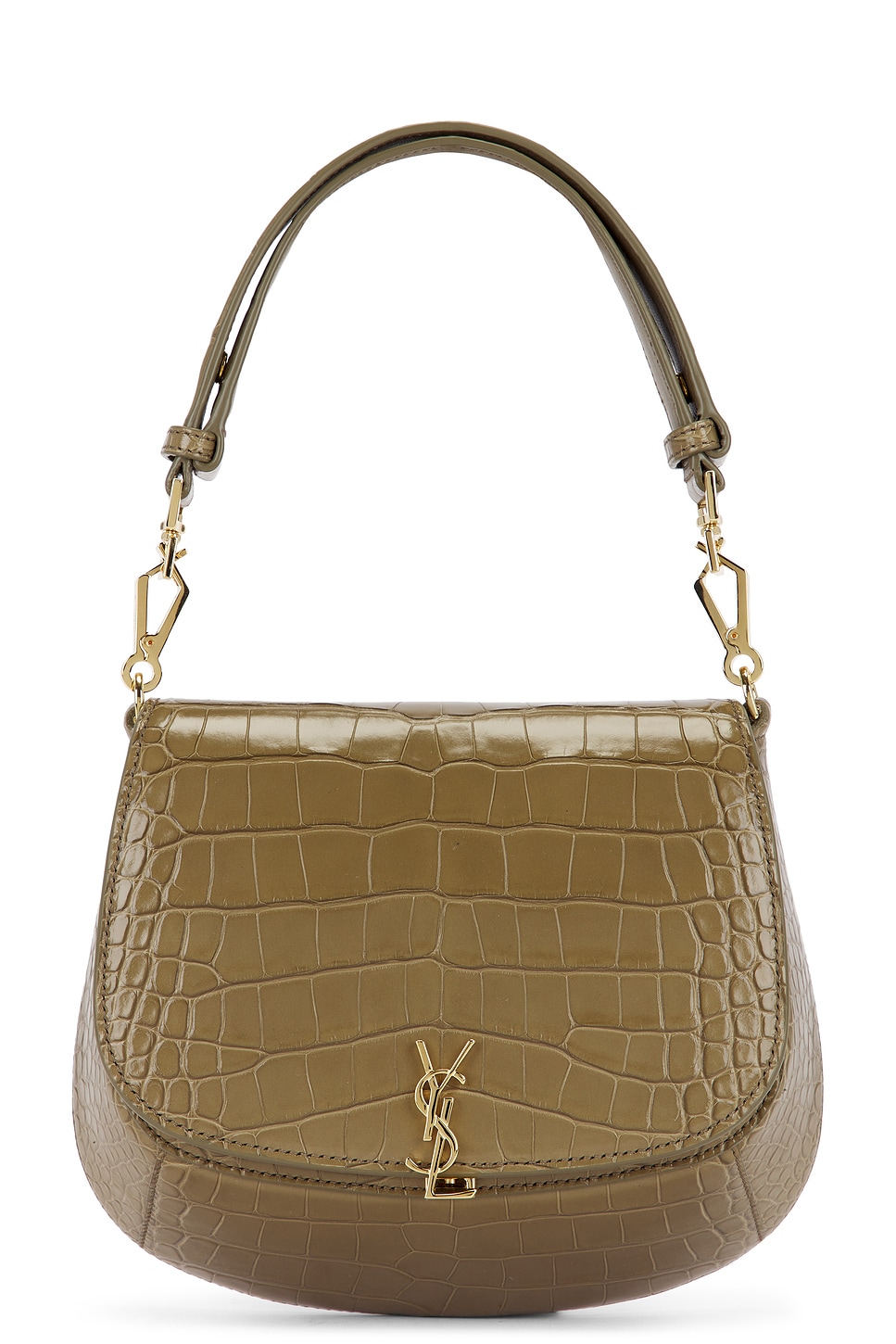 Saint Laurent Top Handle Crocodile Bag In Green