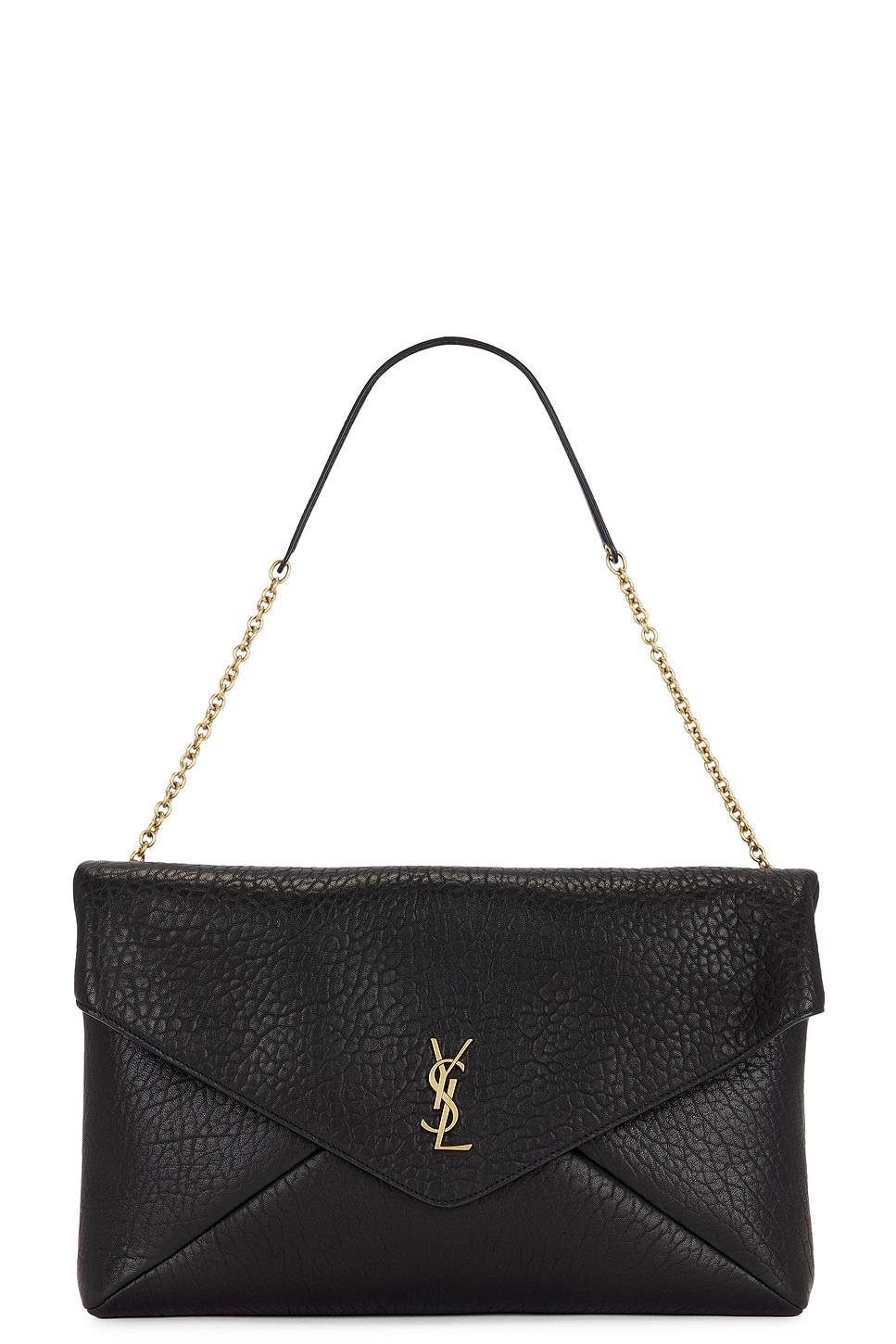 Saint Laurent Envelope Pouch On Chain In Black