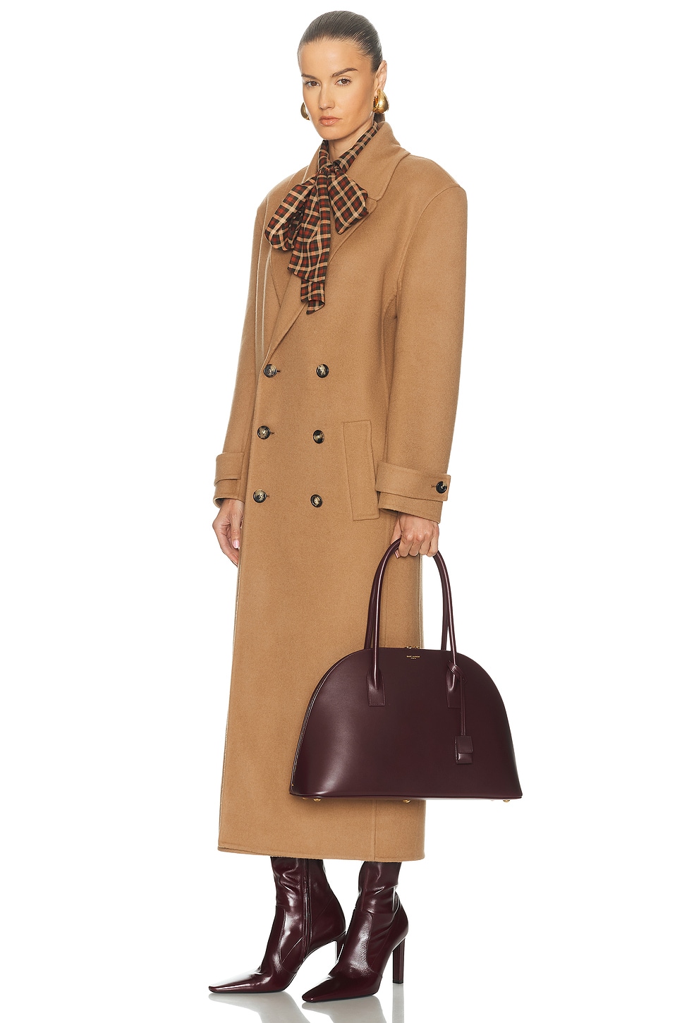 Saint Laurent Sac De Jour Demilune Bag In Burgundy