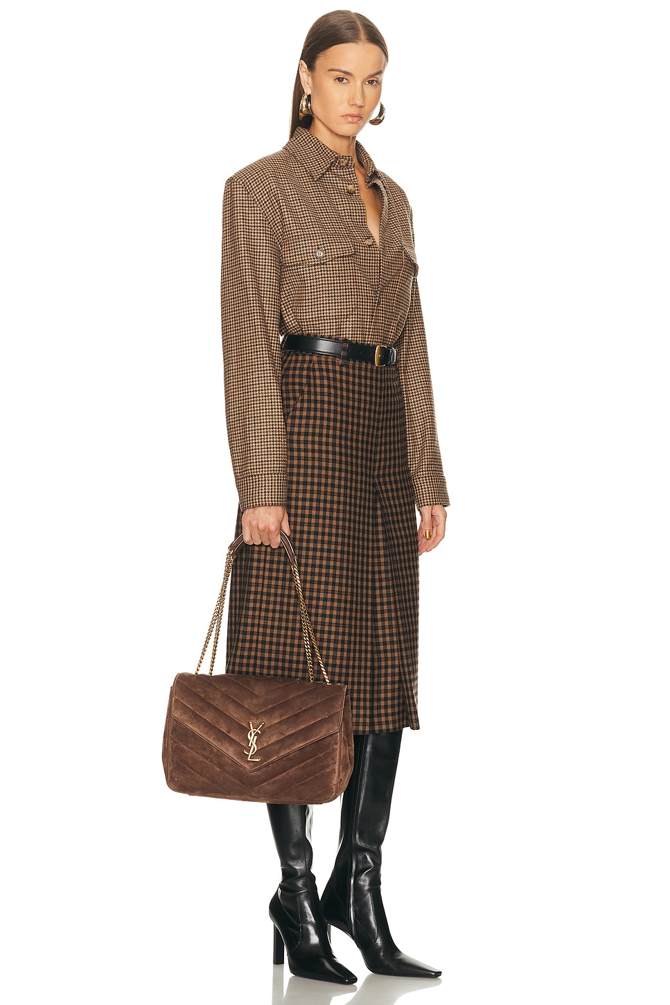 Saint Laurent Large Loulou Chain Bag In Brown