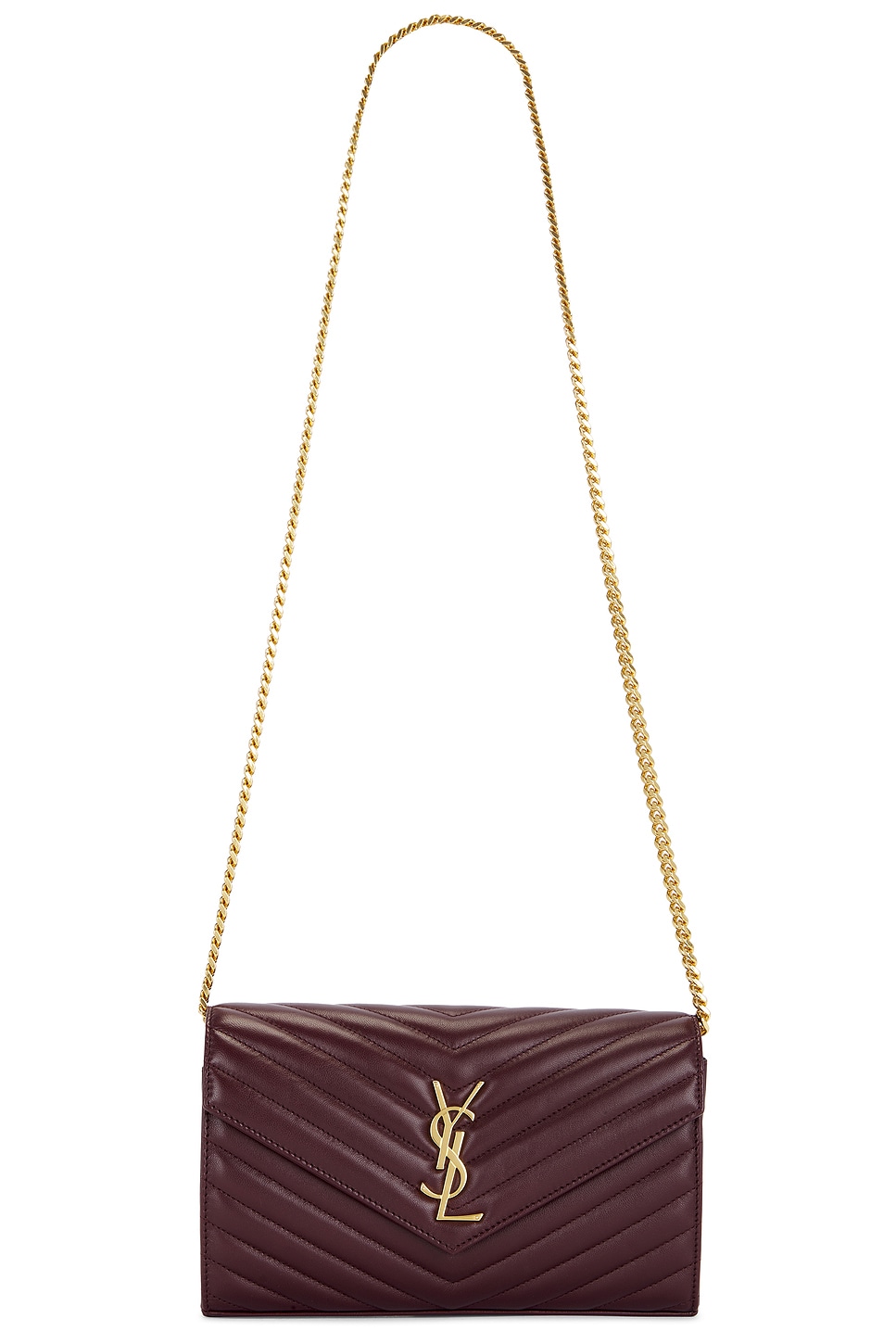 Saint Laurent Classic Wallet On Chain Bag In Burgundy