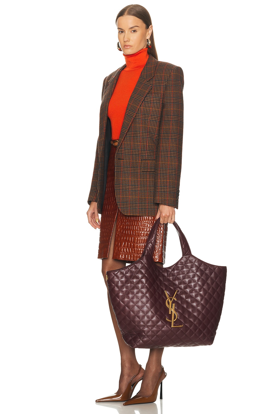 Saint Laurent Icare Maxi Shopping Tote Bag In Brown