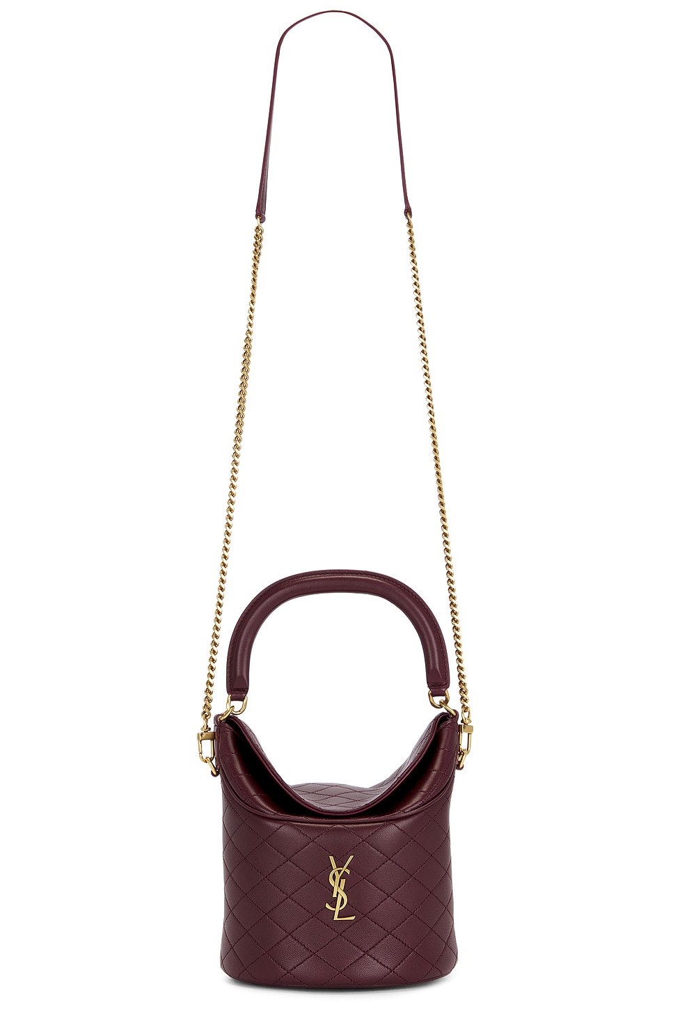 Saint Laurent Gaby Top Handle Bucket Bag In Burgundy