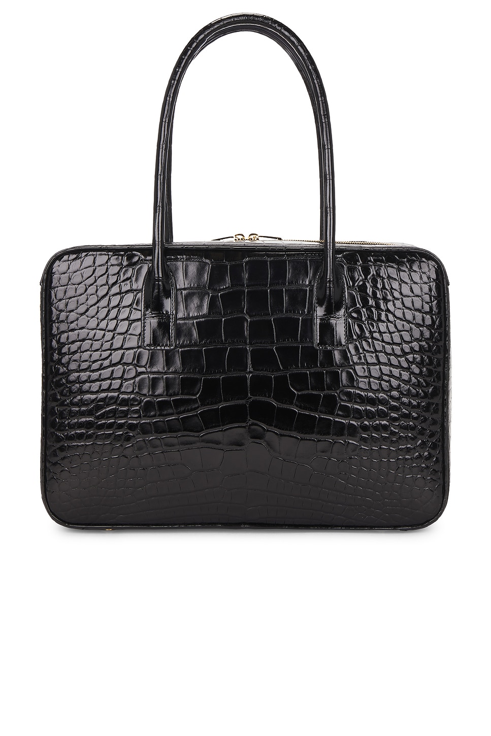 Saint Laurent Slp Bauletto Lizard Bag In Black