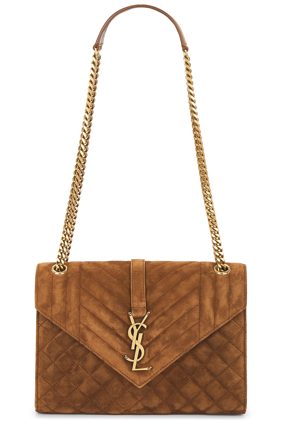 Saint Laurent Medium Envelope Chain Bag In Brown