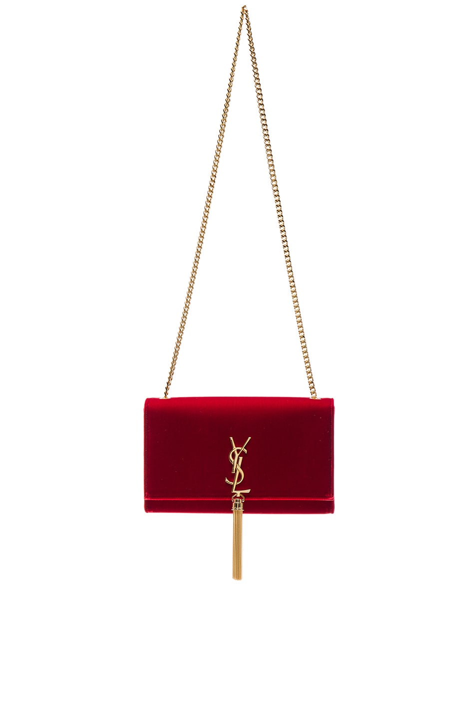 Image 1 of Saint Laurent Velvet Monogram Chain Bag in Red