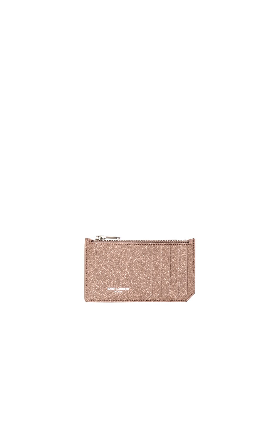 Image 1 of Saint Laurent Zipped Fragments Credit Card Case in Fard