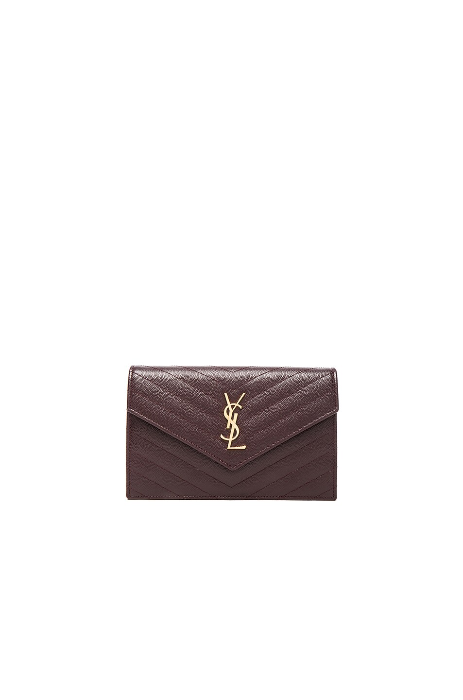 Image 1 of Saint Laurent Quilted Monogramme Chain Wallet in Bordeaux