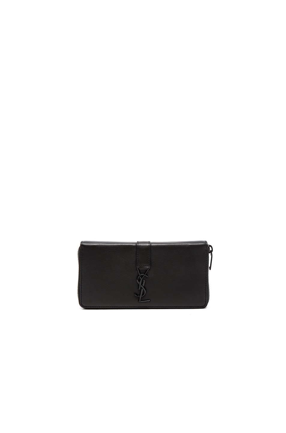 Image 1 of Saint Laurent YSL Zip Around Wallet in Black