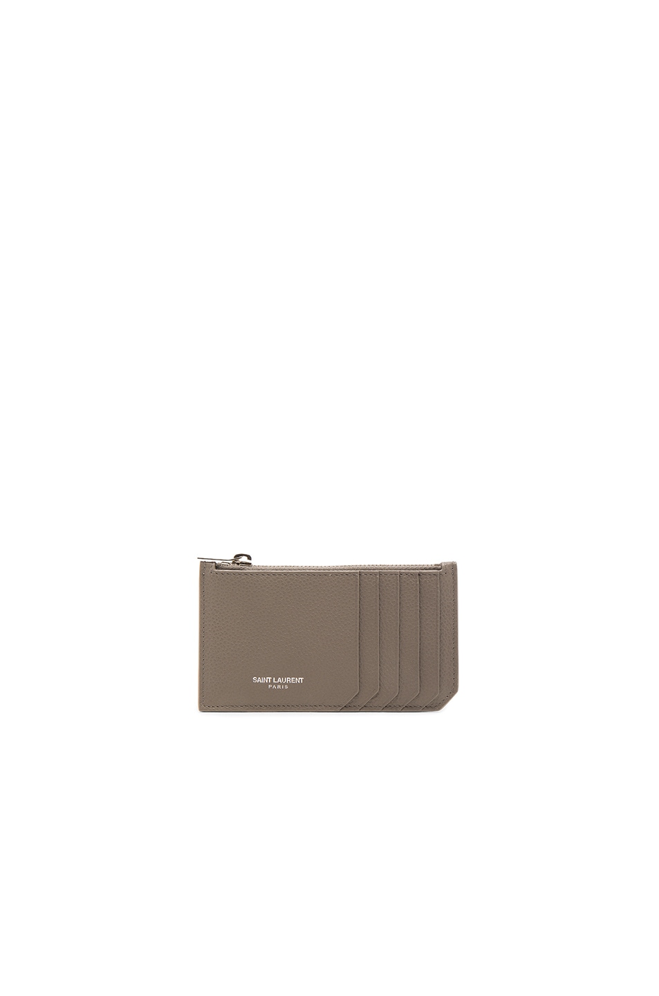 Image 1 of Saint Laurent Zipped Fragments Credit Card Case in Fog