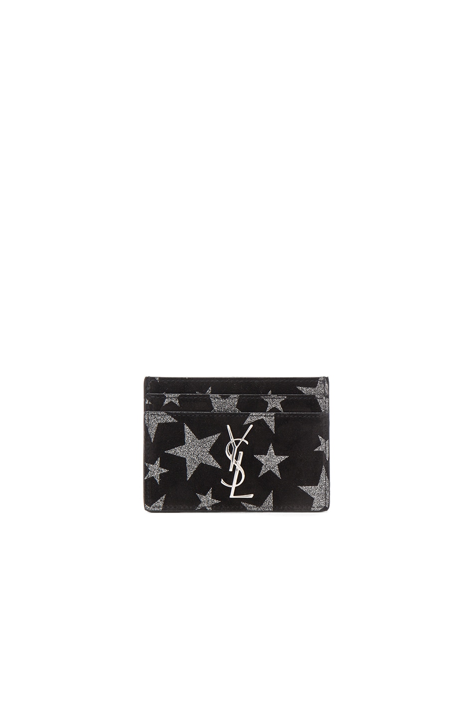 Image 1 of Saint Laurent Monogramme Cardholder in Black & Silver