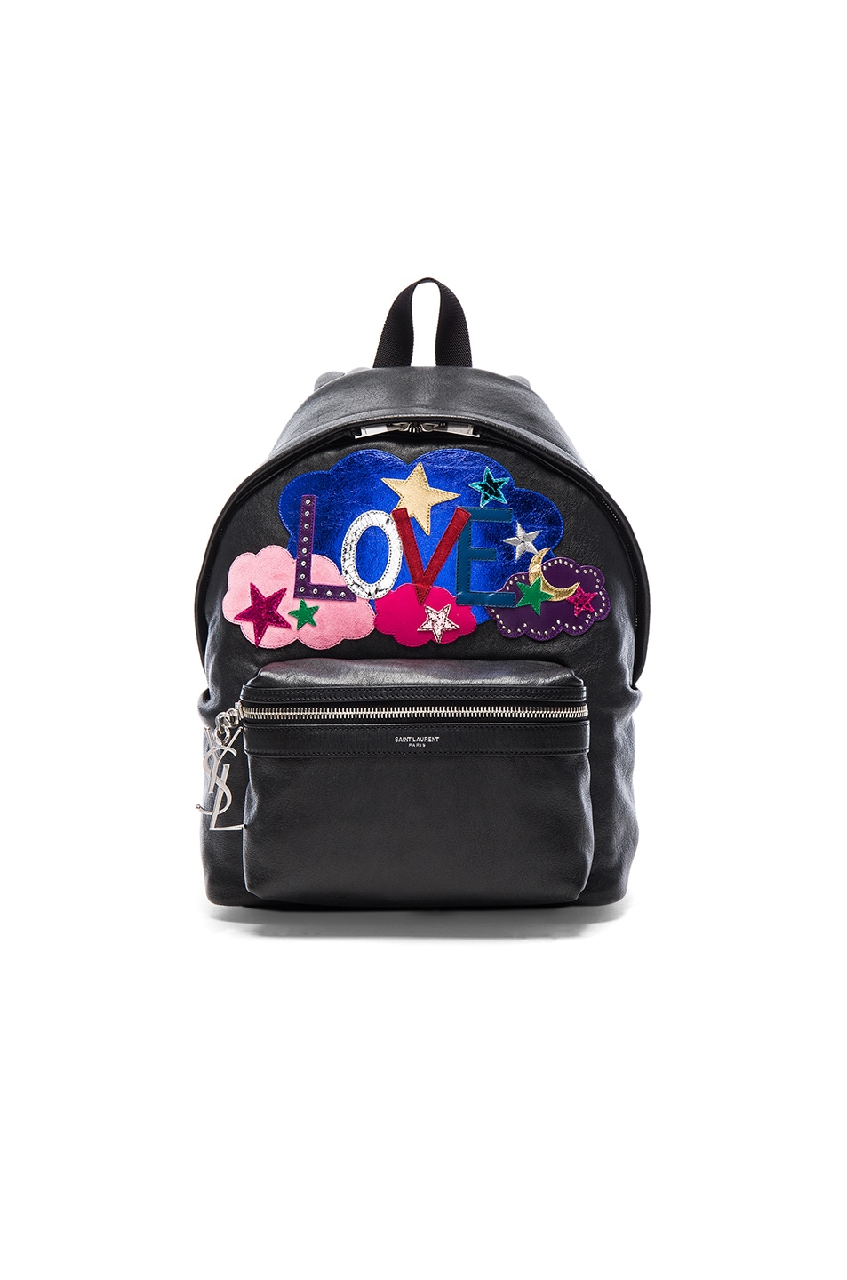 Image 1 of Saint Laurent City Mini Love Backpack in Black & Multi Color