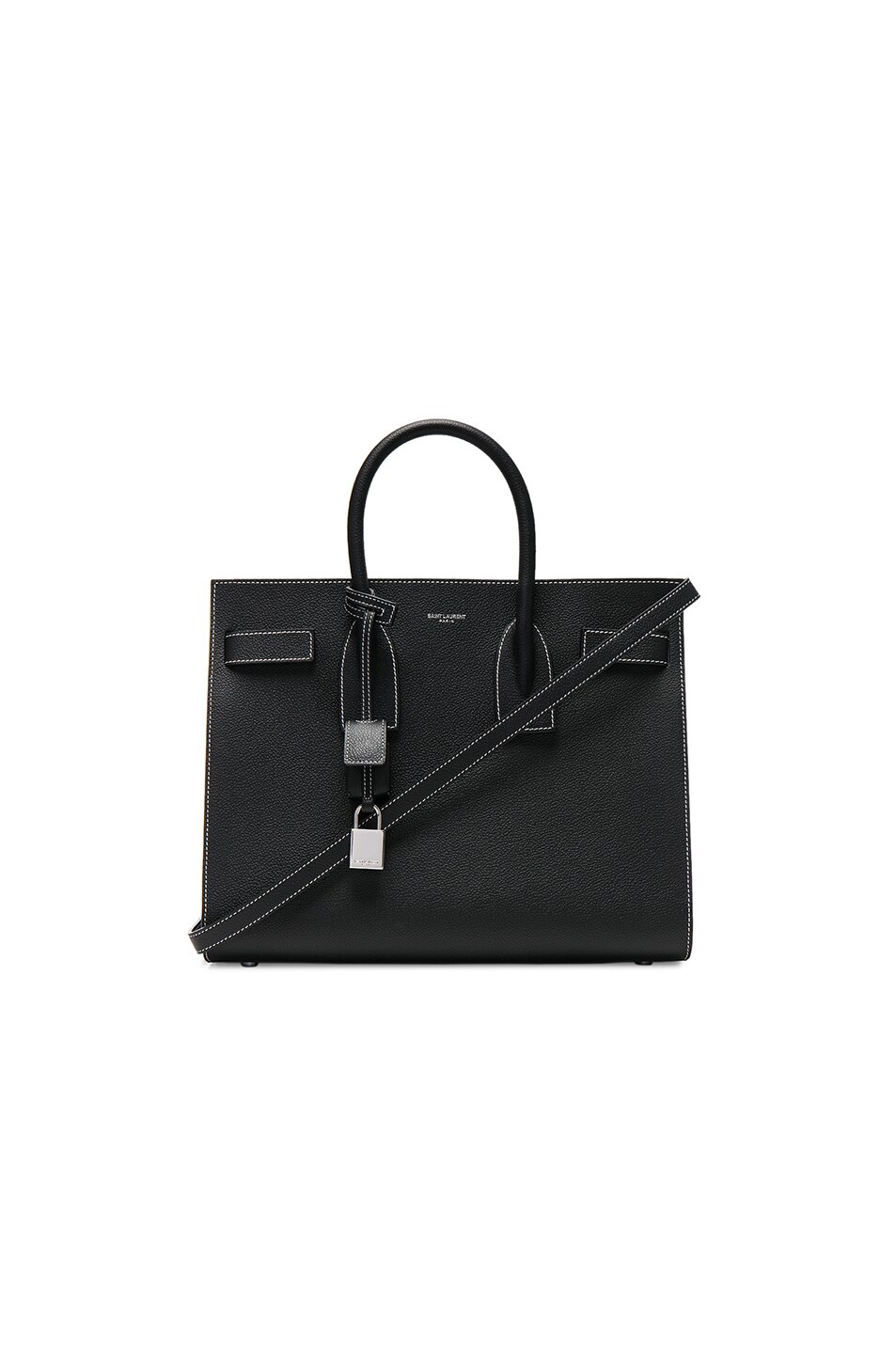 Image 1 of Saint Laurent Small Contrast Stitching Supple Sac de Jour in Black & White