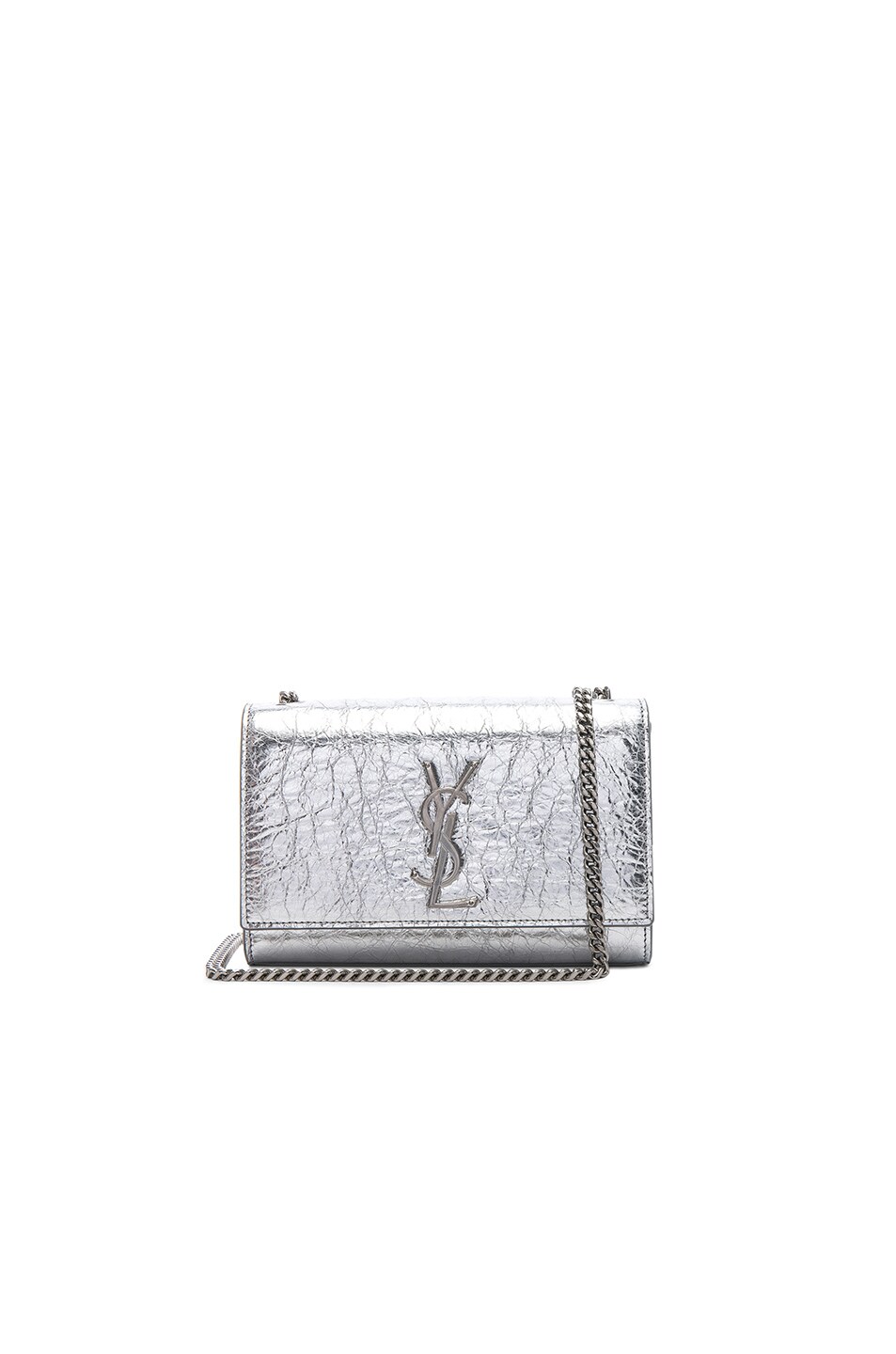 Image 1 of Saint Laurent Small Metallic Monogramme Kate Chain Bag in Silver