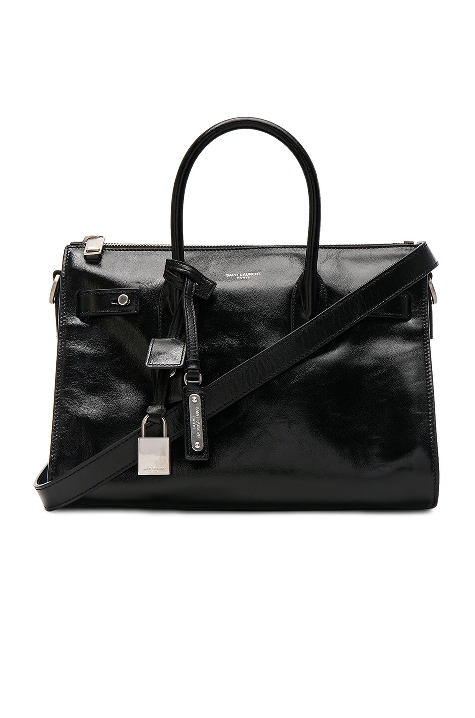 Image 1 of Saint Laurent Baby Zipped Supple Sac de Jour Duffel Bag in Black