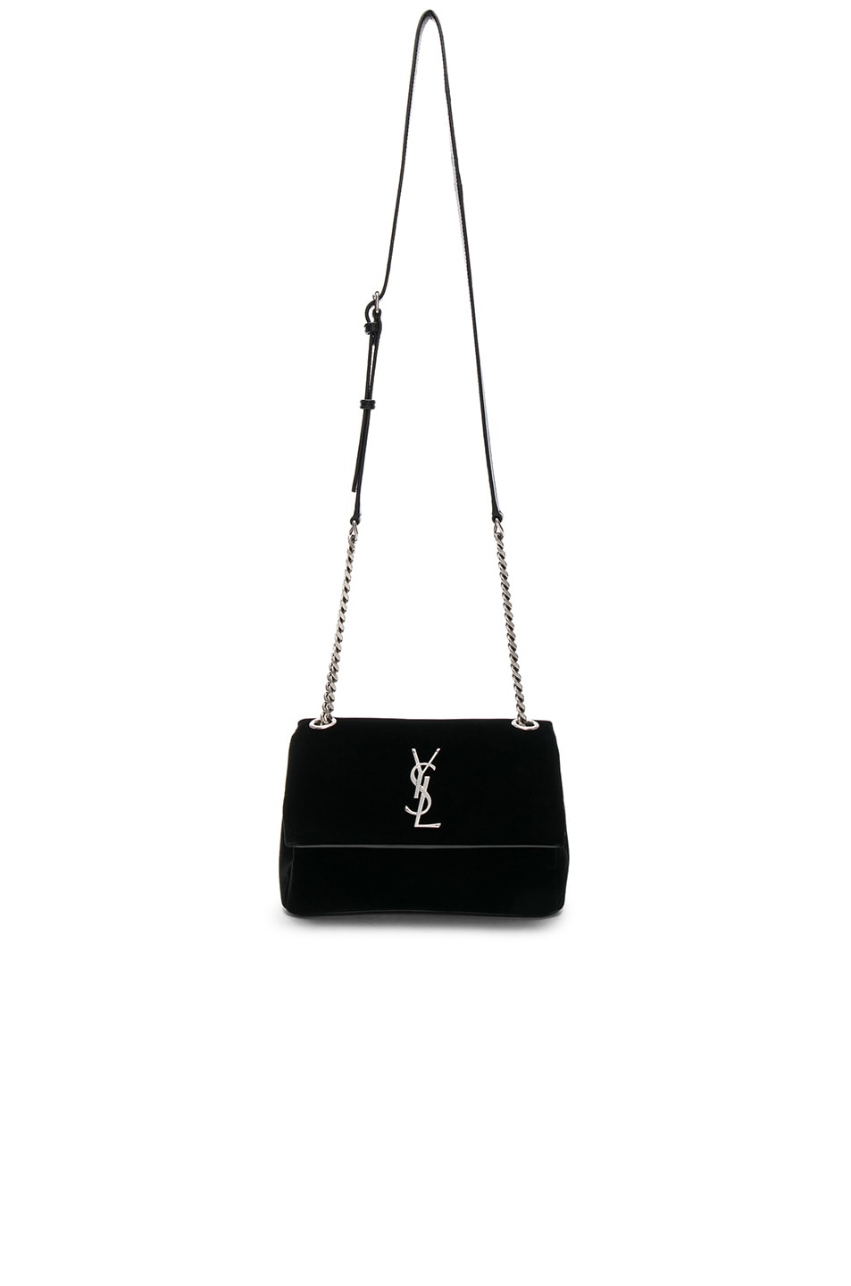 Image 1 of Saint Laurent Small Velvet Monogramme West Hollywood Bag in Black