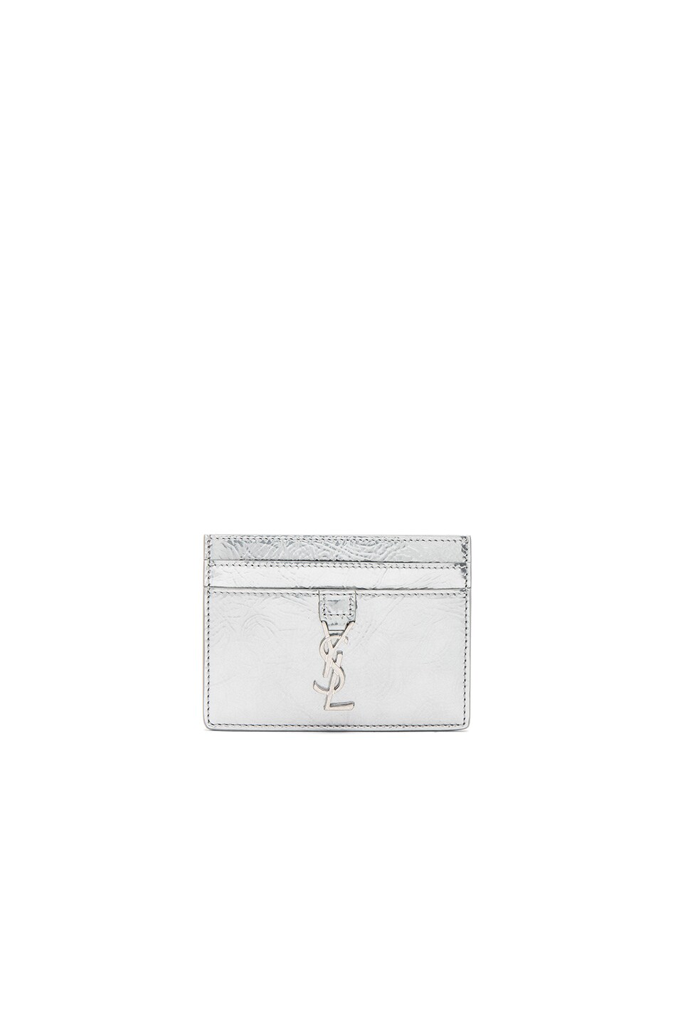 Image 1 of Saint Laurent Patent Monogramme Card Case in Silver