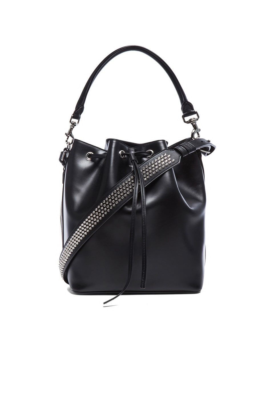 Saint Laurent Studded Medium Bucket Bag in Black | FWRD